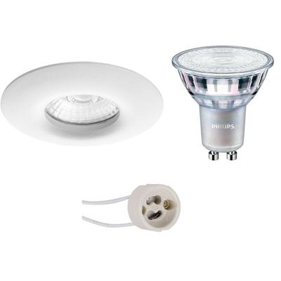 GU10 Inbouwspot Set - Mat Wit - Inbouw Rond - Waterdicht IP65 - Philips - MASTER 927 36D VLE - DimTone Dimbaar - Pragmi Luno Pro - 3.7W - Warm Wit 2200K-2700K - Ø82mm
