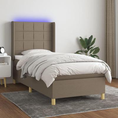 Boxspring met matras en LED stof taupe 90x190 cm
