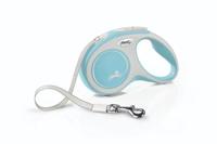 Flexi Nieuw Comfort Tape Grijs & Lichtblauw Klein 5m Intrekbare Hondenriem/Lood voor honden tot 15kgs/33lbs - thumbnail