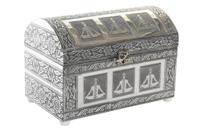 Doos-Juwelenkistje DKD Home Decor Groen Zilverkleurig Hout Aluminium 25 x 15 x 18 cm - thumbnail