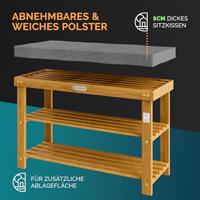 Acaciahout Schoenbank FSC gecertificeerd met zitkussen 70x33x48cm - thumbnail