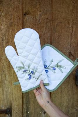 Clayre & Eef Placemats Set van 6 48x33 cm Wit Katoen Olijven