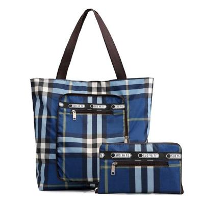 Gedrukte bloem patroon handtas voor vrouwen (blauw vierkant)