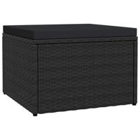 Tuinvoetenbank met kussen poly rattan zwart - thumbnail