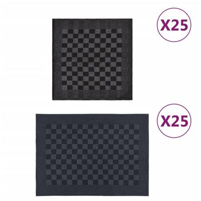 VidaXL 50-delige keukendoekenset katoen zwart en grijs