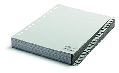Durable 6510 Register DIN A4 A-Z Polypropyleen Grijs 20 tabbladen Bedrukte tabs 651010