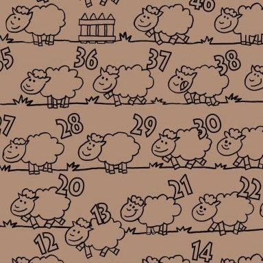 Cadeaupapier - Geschenkpapier - Counting sheep on brown 30 cm