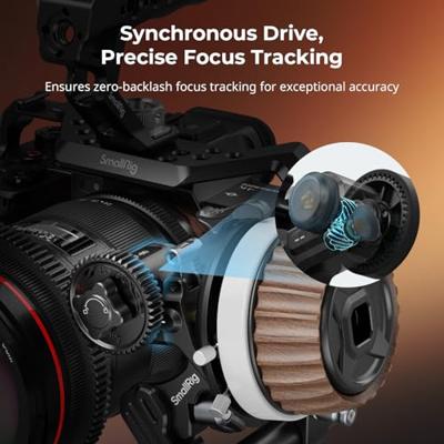 SMALLRIG F60 Modulaire Follow Focus met A/B Stops, Maakt een Breed Bereik (0,6 kgf-1,8 kgf) Traploze Dempingaanpassing Mogelijk, met 15 mm Staafklem en Snap-on Tandwielringriem - 5163