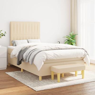Boxspring met matras stof crèmekleurig 120x200 cm