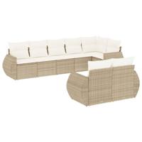 8-delige Loungeset met kussens poly rattan beige - thumbnail