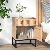 Nachtkastje 40x30x55,5 cm bewerkt hout en ijzer - thumbnail