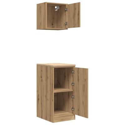 VidaXL Garagekasten 2 st bewerkt hout ambachtelijk eikenhout VidaXL Garagekasten 2 st bewerkt hout ambachtelijk eikenhout