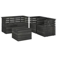 vidaXL 5-delige Loungeset pallet massief grenenhout donkergrijs - thumbnail