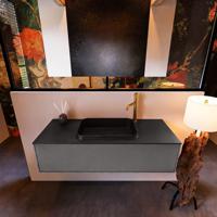 Badkamermeubelset Mondiaz Erin 120 cm met 1 Lade met RIDGE Wastafel Midden Urban met 1 kraangat Greeploos Mat Dark Grey - thumbnail
