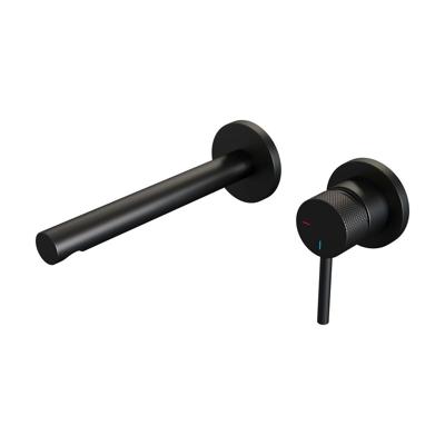 Brauer Black Carving Inbouw Wastafelmengkraan met Rechte Uitloop en Rozetten Model A1 Mat Zwart