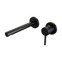 Brauer Black Carving Inbouw Wastafelmengkraan met Rechte Uitloop en Rozetten Model A1 Mat Zwart - thumbnail