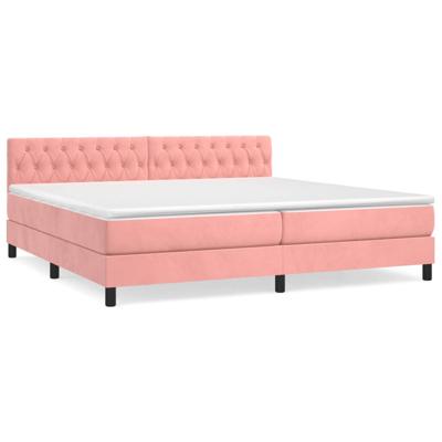 Boxspring met matras fluweel roze 200x200 cm