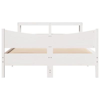 Bedframe met hoofdbord massief grenenhout wit 120x190 cm