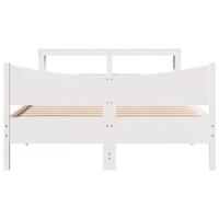 Bedframe met hoofdbord massief grenenhout wit 120x190 cm - thumbnail