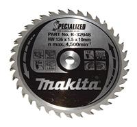 Makita Accessoires Cirkelzaagblad Hout Specialized 136x10x1,5 36T 18g - B-32948 - thumbnail