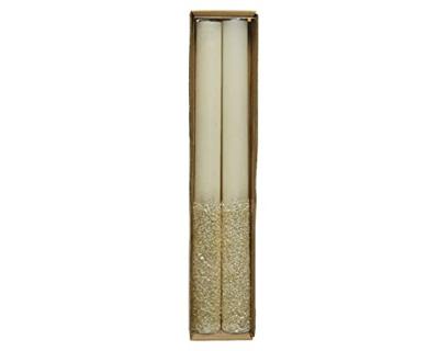 Dinerkaars Glitter Wol Wit 25cm 2st Dinerkaars Glitter Wol Wit 25cm 2st