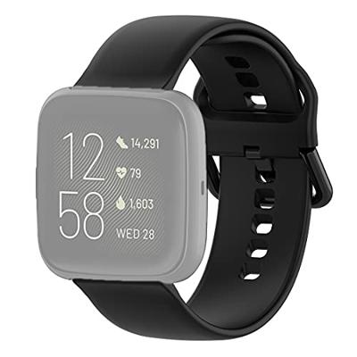 Fitbit Versa 1 / 2 & Lite siliconen sportbandje met gespsluiting - Zwart - Maat: Large Fitbit Versa 1 / 2 & Lite siliconen sportbandje met gespsluiting - Zwart - Maat: Large
