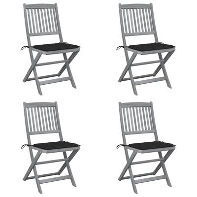 Tuinstoelen 4 st inklapbaar met kussens massief acaciahout