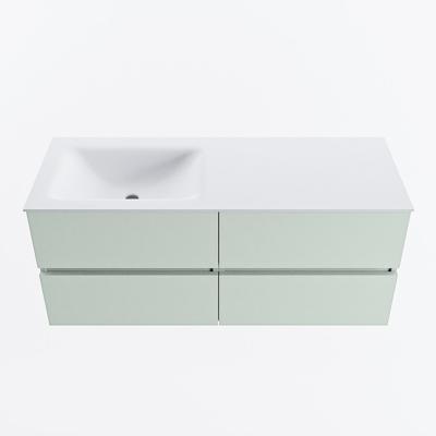 MONDIAZ VICA 120cm badmeubel onderkast Greey 4 lades. Wastafel CLOUD links 1 kraangat, kleur Talc.
