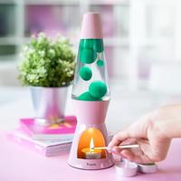 Waxinelicht lavalamp - Roze met groene lava - thumbnail