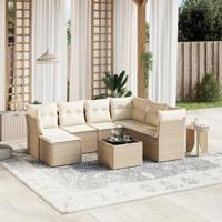 8-delige Loungeset met kussens poly rattan beige - thumbnail