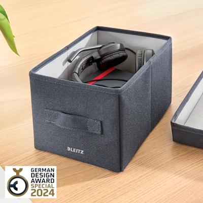 Leitz stoffen opbergdoos, small, grijs, set van 2 stuks