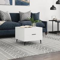 Salontafel 50x50x40 cm bewerkt hout wit - thumbnail