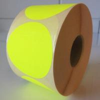 Etiket 75 mm rond fluor geel 500 rol - thumbnail