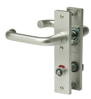 Nemef 3252 WC Ls Beslag kortschild afgerond | D kruk-kruk | beslagset | geveerd | krukstift 8mm | F1 aluminium | WC72 | draairichting links - 9325222722 - thumbnail