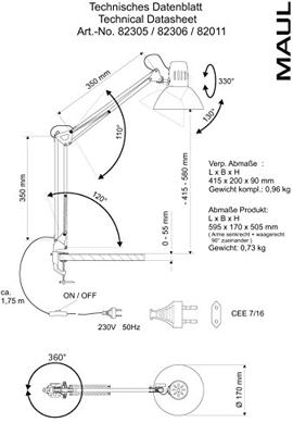 Maul MAULstudy 8230595 Klemlamp Spaarlamp E27 60 W Zilver Maul MAULstudy 8230595 Klemlamp Spaarlamp E27 60 W Zilver