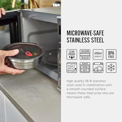 Black+Blum RVS-voedselkom klein - Maaltijdvoorbereiding - Ø170 mm - H 59 mm - Grijs/Rood