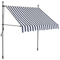 VidaXL Luifel handmatig uitschuifbaar met led 200 cm blauw en wit - thumbnail