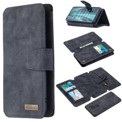 Voor Xiaomi Redmi Note 8 Pro Afneembare Frosted Magnetic Horizontal Flip Leather Case met Kaartslots & Houder & Zipper Wallet & Photo Frame(Zwart Blau Voor Xiaomi Redmi Note 8 Pro Afneembare Frosted Magnetic Horizontal Flip Leather Case met Kaartslots & Houder & Zipper Wallet & Photo Frame(Zwart Blau