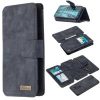 Voor Xiaomi Redmi Note 8 Pro Afneembare Frosted Magnetic Horizontal Flip Leather Case met Kaartslots & Houder & Zipper Wallet & Photo Frame(Zwart Blau - thumbnail