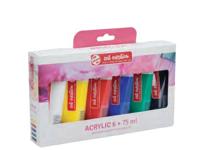 Talens Art Creation acrylverf tube van 75 ml, set van 6 tubes in geassorteerde kleuren - thumbnail