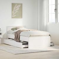 Bedframe met hoofdbord zonder matras grenenhout wit 75x190 cm - thumbnail