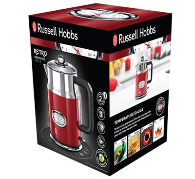 Russell Hobbs Retro Ribbon waterkoker 1,7 l Rood, Zilver 2400 W Russell Hobbs Retro Ribbon waterkoker 1,7 l Rood, Zilver 2400 W