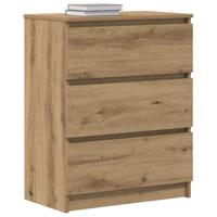 Dressoir 60x35x76 cm bewerkt hout artisanaal eikenkleur - thumbnail