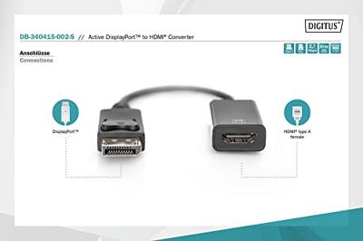 Digitus DB-340415-002-S DisplayPort-kabel DisplayPort / HDMI Aansluitkabel DisplayPort-stekker, HDMI-A-bus 0.20 m Zwart Afgeschermd (dubbel), Afgeschermd Digitus DB-340415-002-S DisplayPort-kabel DisplayPort / HDMI Aansluitkabel DisplayPort-stekker, HDMI-A-bus 0.20 m Zwart Afgeschermd (dubbel), Afgeschermd