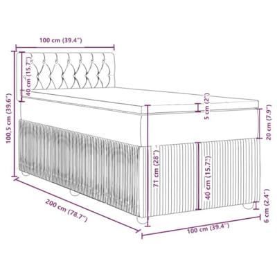 Boxspring met matras stof blauw 100x200 cm - thumbnail