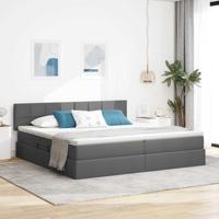 Opbergbed met matras Donkergrijs 200 x 200 cm Bewerkt hout - thumbnail