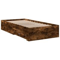 Bedframe met lades bewerkt hout gerookt eikenkleurig 75x190 cm - thumbnail