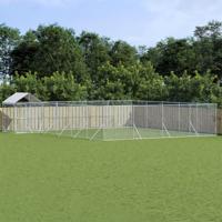 Hondenkennel met dak 10x8x2,5 m gegalvaniseerd staal zilver - thumbnail