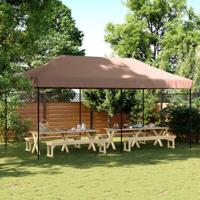 Partytent inklapbaar pop-up 580x292x315 cm bruin - thumbnail
