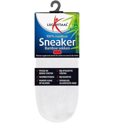 Lucovitaal Sneaker Bamboesokken Wit Maat 43-46